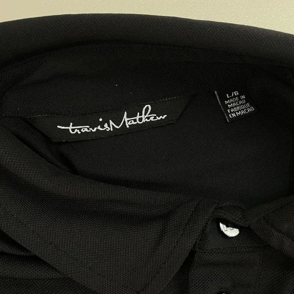 Travis Mathew Polo Shirt Mens Large Winged Solid Black Logo Pocket Short Sleeve - Picture 11 of 14